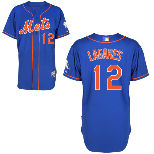 Juan Lagares #12 MLB Jersey-New York Mets Men's Authentic Alternate Blue Home Cool Base Baseball Jersey